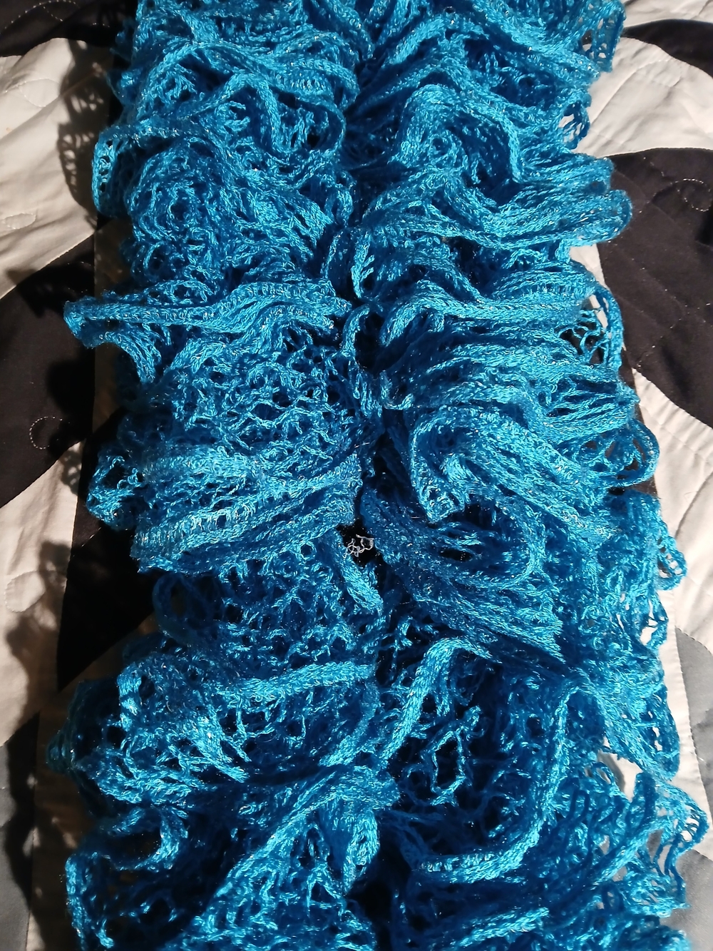 Bright Blue Ruffle Knit Scarf - Picture 2 of 2